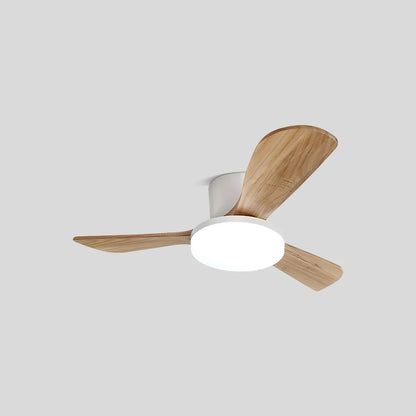 Eloer Wood 3 Blade Low Profile Ceiling Fan Lamp