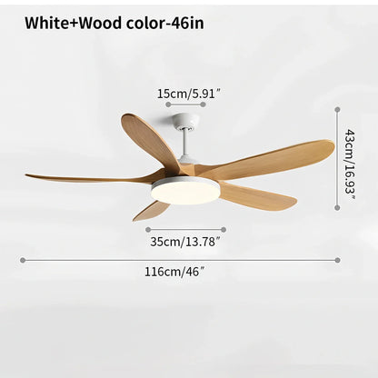 Luvori 5-leaf Solid Wood Ceiling Fan Light
