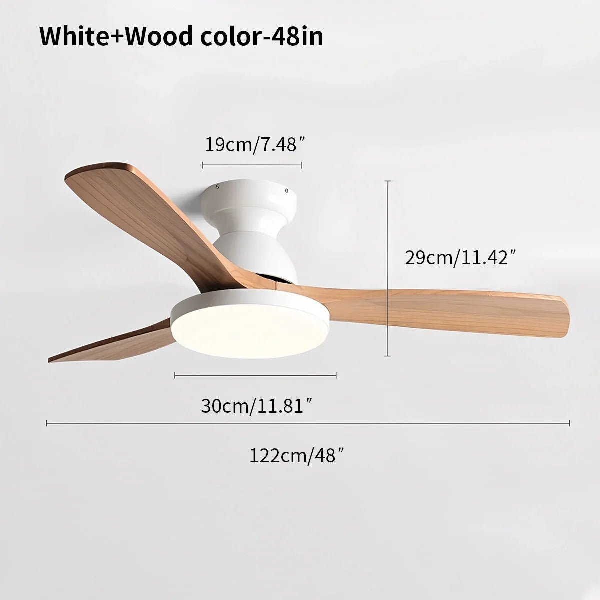 Eloer Vintage 3-leaf Solid Wood Ceiling Fan Lamp