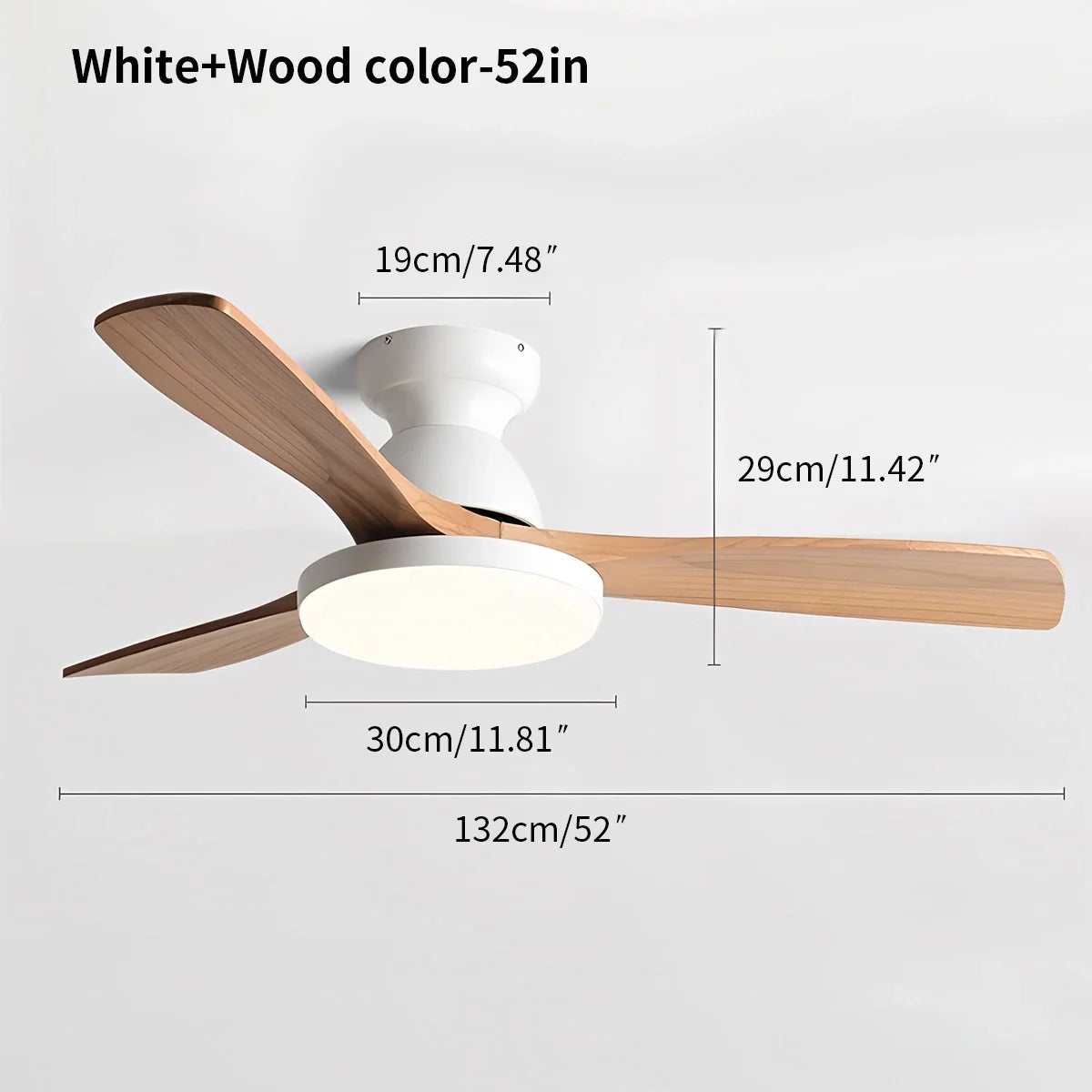 Eloer Vintage 3-leaf Solid Wood Ceiling Fan Lamp