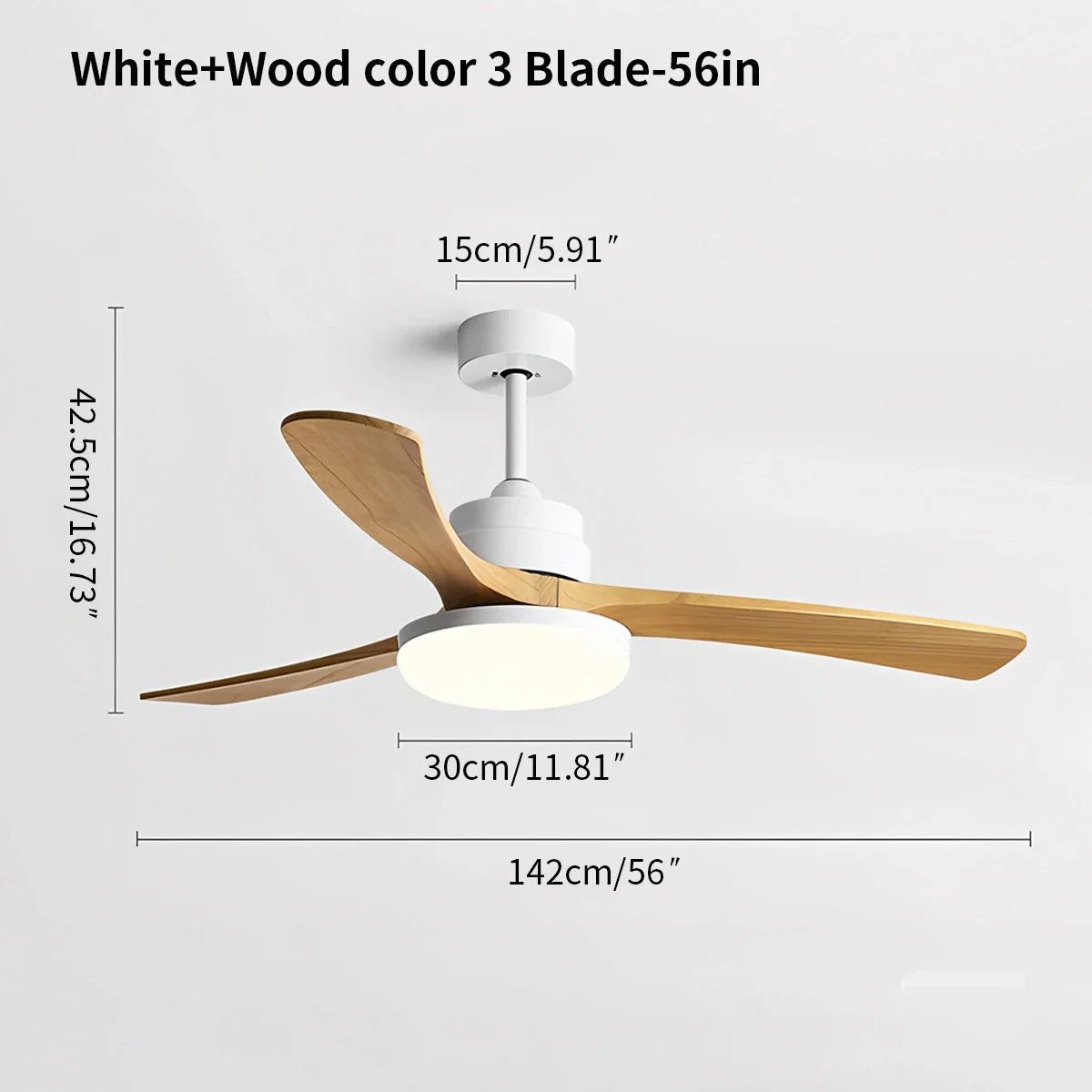 Luvori High Wind Solid Wood Ceiling Fan Light