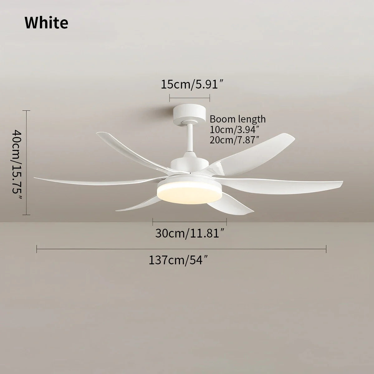 Eloer Nordic Style LED 6-Blade Ceiling Fan with Light