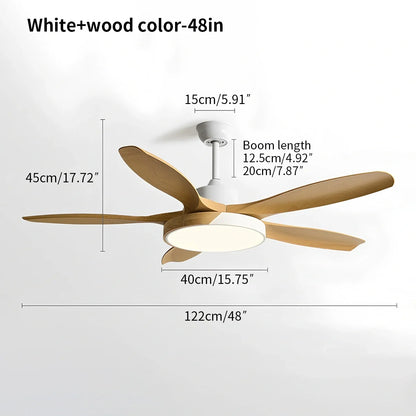 Luvori Nordic Living Room Ceiling Fan with Light