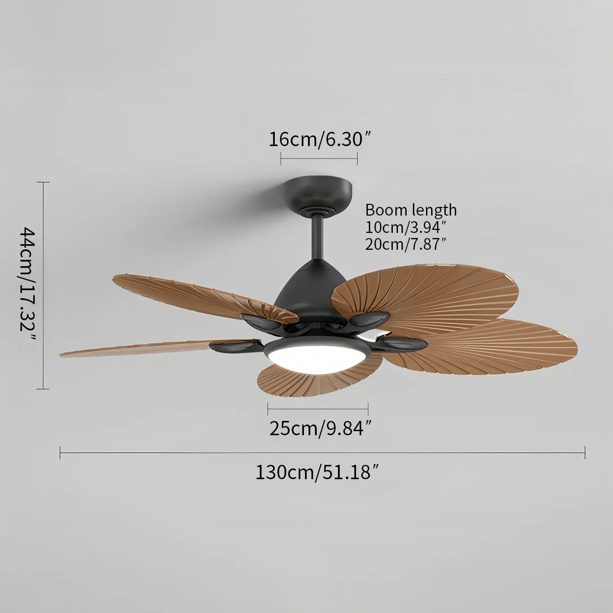 Eloer 5-Blade Palm Leaf Ceiling Fan with Light