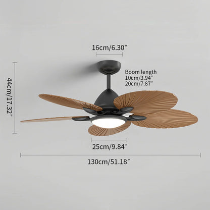 Eloer 5-Blade Palm Leaf Ceiling Fan with Light