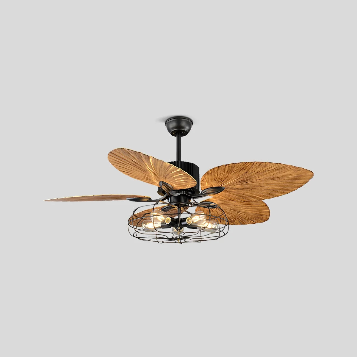 Eloer Industrial Tropical Palm Leaves Ceiling Fan Light